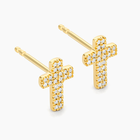 Waterproof Small Cross Stud Earrings